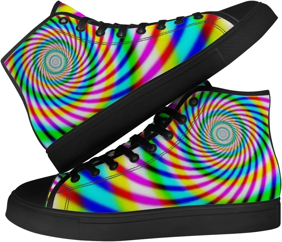 Psychedelic Shoes for Men Women Trippy High Top Canvas Sneakers Lace Up Casual Walking Shoes Gifts for Dad Mom