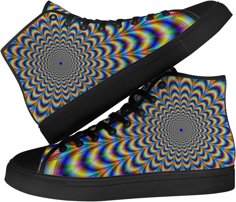 Psychedelic Shoes for Men Women Trippy High Top Canvas Sneakers Lace Up Casual Walking Shoes Gifts for Dad Mom
