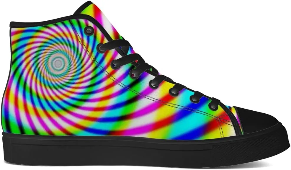 Psychedelic Shoes for Men Women Trippy High Top Canvas Sneakers Lace Up Casual Walking Shoes Gifts for Dad Mom