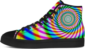 Psychedelic Shoes for Men Women Trippy High Top Canvas Sneakers Lace Up Casual Walking Shoes Gifts for Dad Mom