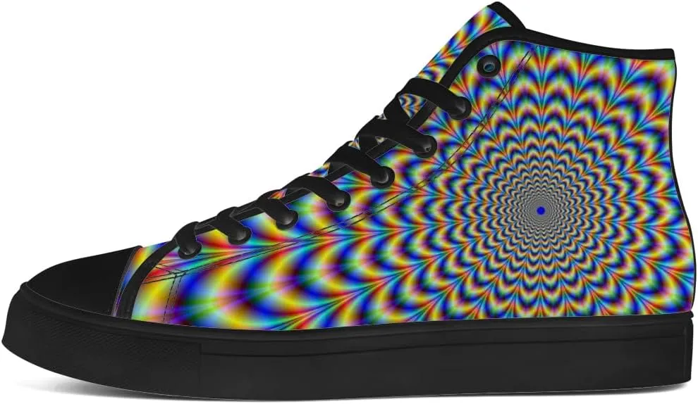 Psychedelic Shoes for Men Women Trippy High Top Canvas Sneakers Lace Up Casual Walking Shoes Gifts for Dad Mom