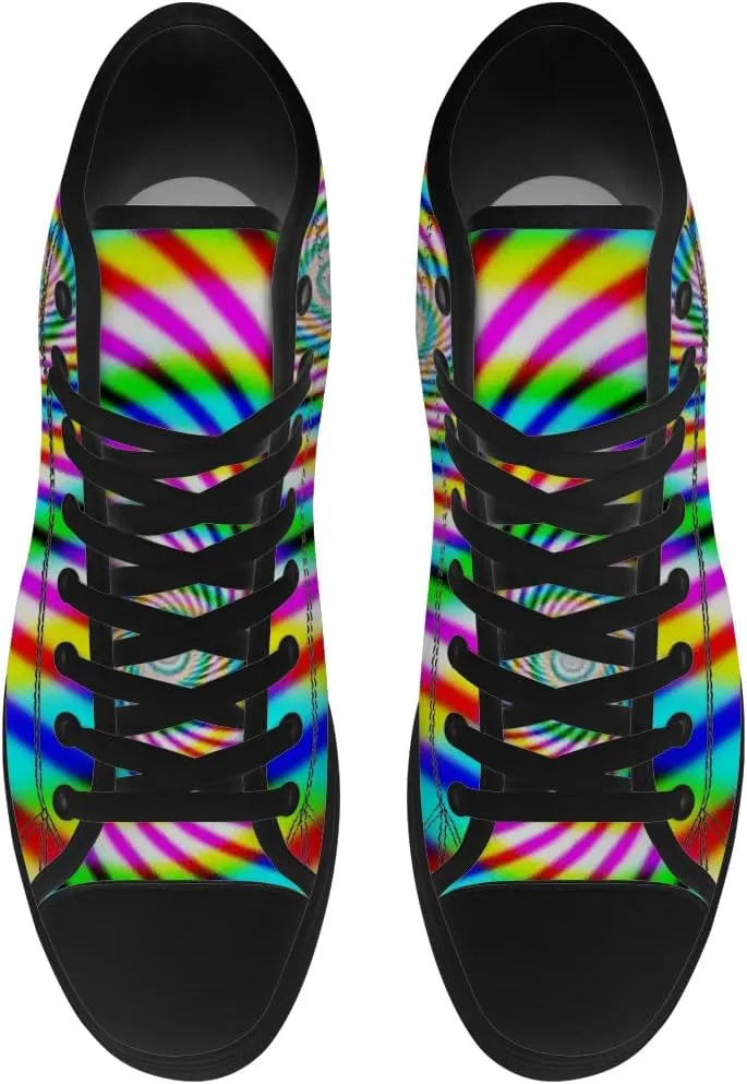 Psychedelic Shoes for Men Women Trippy High Top Canvas Sneakers Lace Up Casual Walking Shoes Gifts for Dad Mom