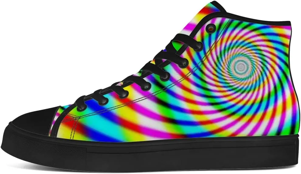 Psychedelic Shoes for Men Women Trippy High Top Canvas Sneakers Lace Up Casual Walking Shoes Gifts for Dad Mom