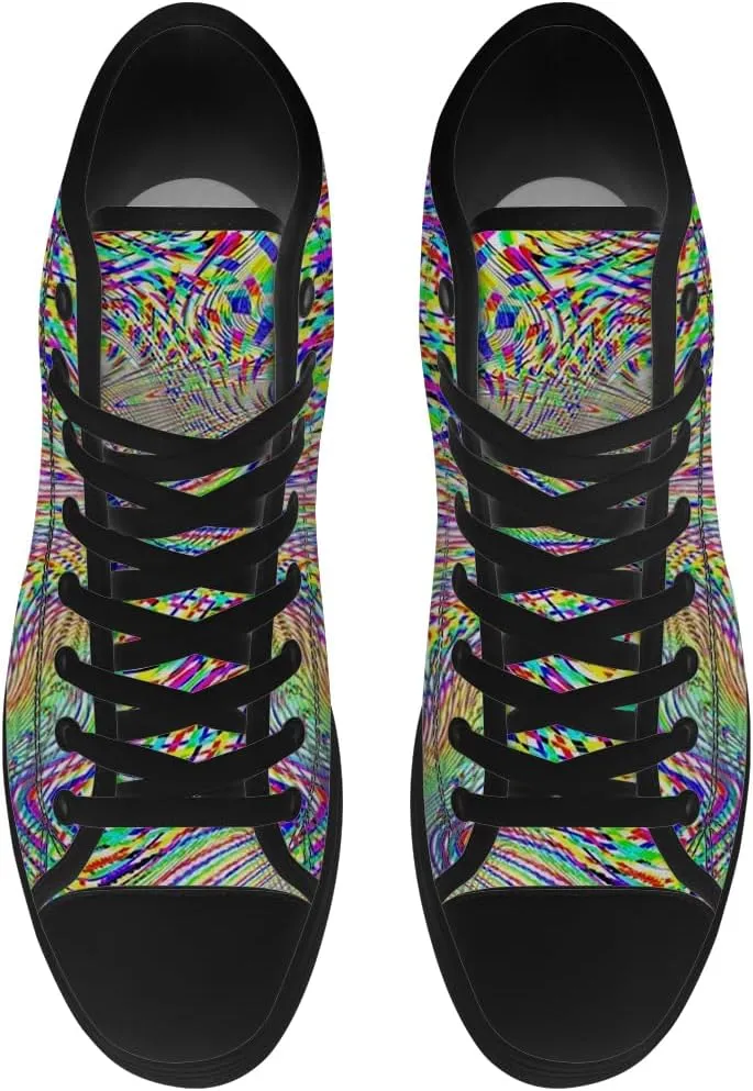 Psychedelic Shoes for Men Women Trippy High Top Canvas Sneakers Lace Up Casual Walking Shoes Gifts for Dad Mom