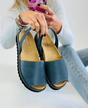 SAMPLE SALE Blue Leather Ergonomic Avarcas size 39