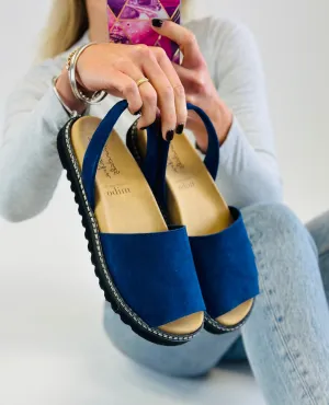 SAMPLE SALE Blue Suede Ergonomic Avarcas size 39