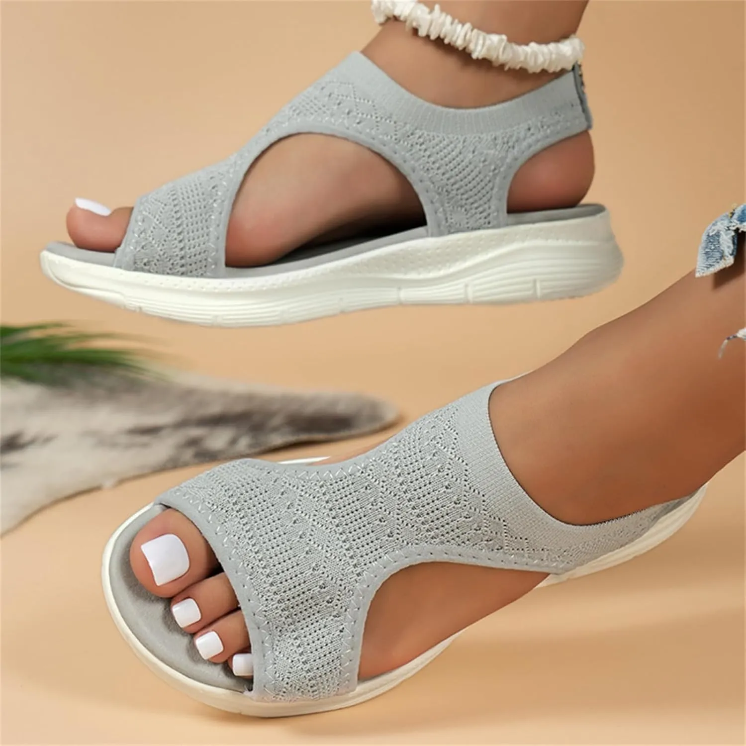 Sandals Women Comfortable Dressy Orthopedic Sandals Arch Support Breathable Summer Walking Slip On Orthotic Shoes