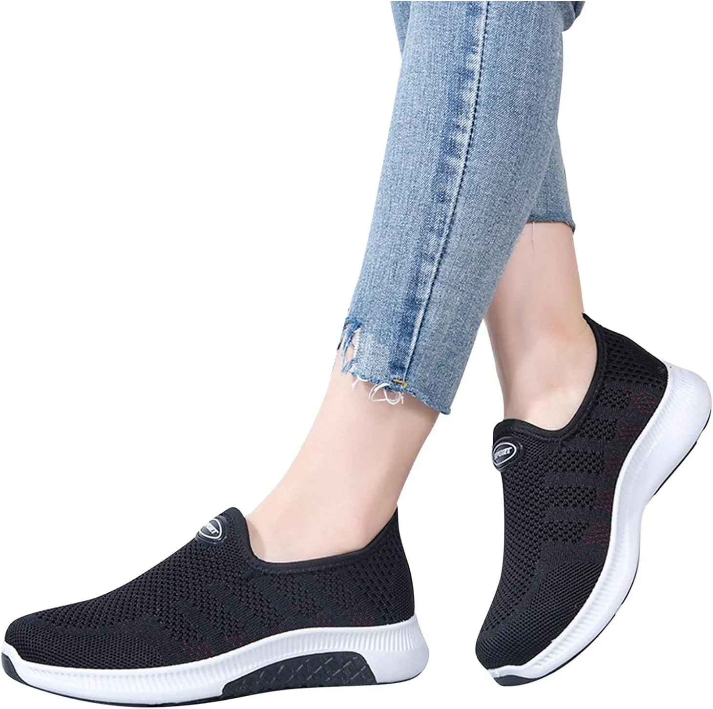 SBGMoSJ Fashion Sneakers for Women 2023 Trendy Slip On Shoes Women Wide No Back Canvas Shoes for Women Black and White Extra Wide White Sneakers for Women Womens Shoes Slip On Dressy Casual Wide