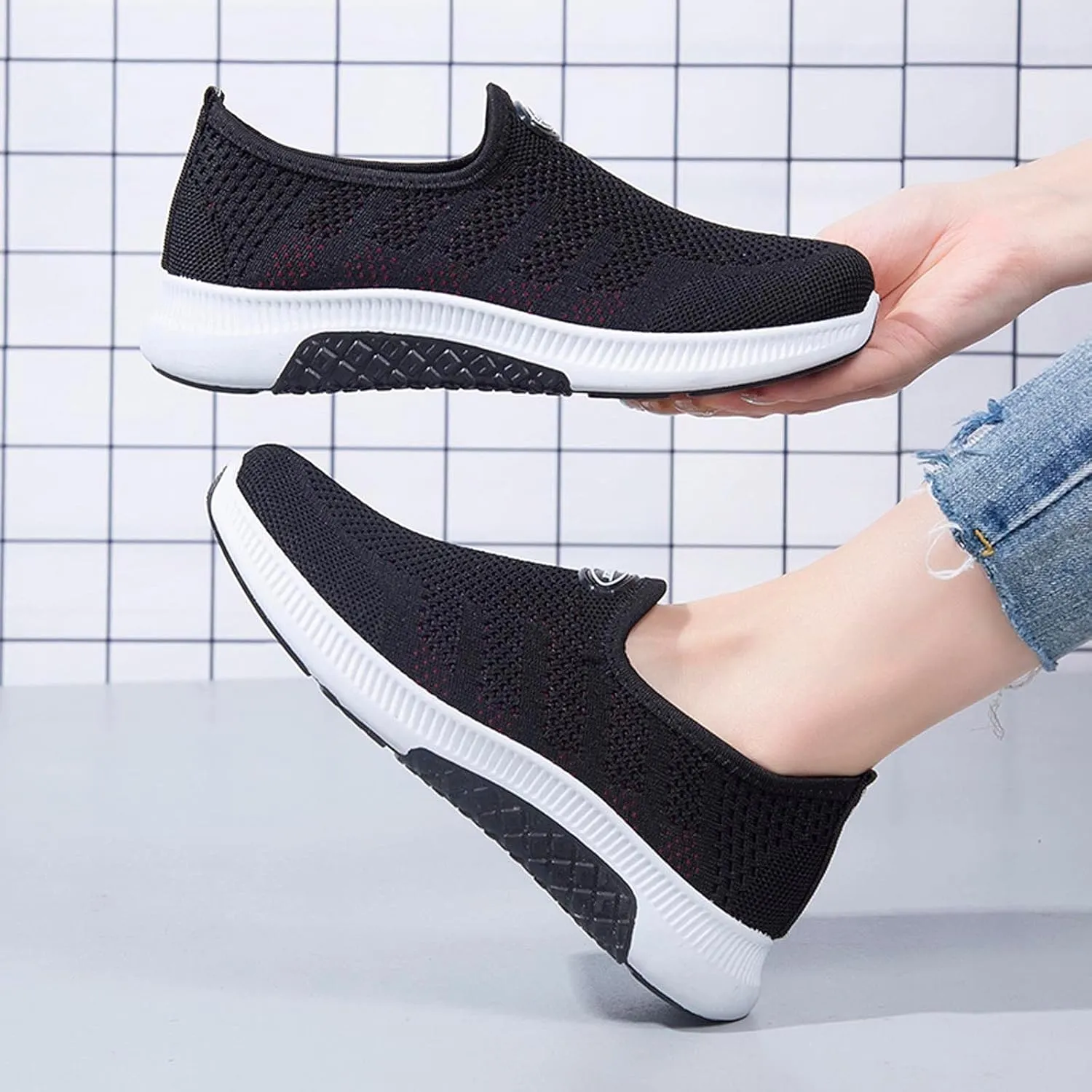 SBGMoSJ Fashion Sneakers for Women 2023 Trendy Slip On Shoes Women Wide No Back Canvas Shoes for Women Black and White Extra Wide White Sneakers for Women Womens Shoes Slip On Dressy Casual Wide