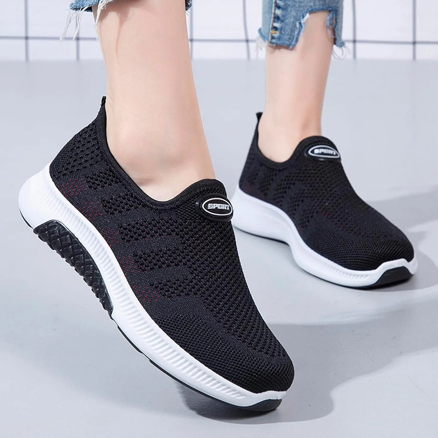 SBGMoSJ Fashion Sneakers for Women 2023 Trendy Slip On Shoes Women Wide No Back Canvas Shoes for Women Black and White Extra Wide White Sneakers for Women Womens Shoes Slip On Dressy Casual Wide