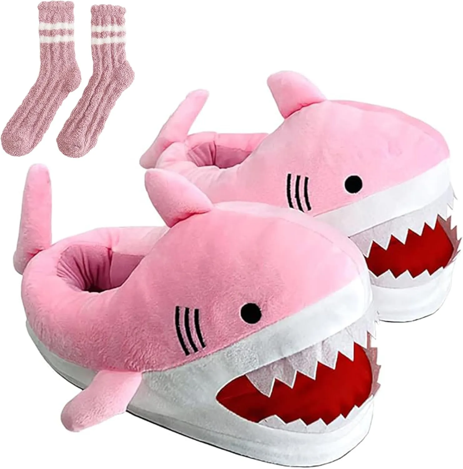 Shark Slippers, Shark Slippers for Women, Shark Shoes, Whale Slippers, Plush Indoor Home Furry Slippers with Cotton Socks