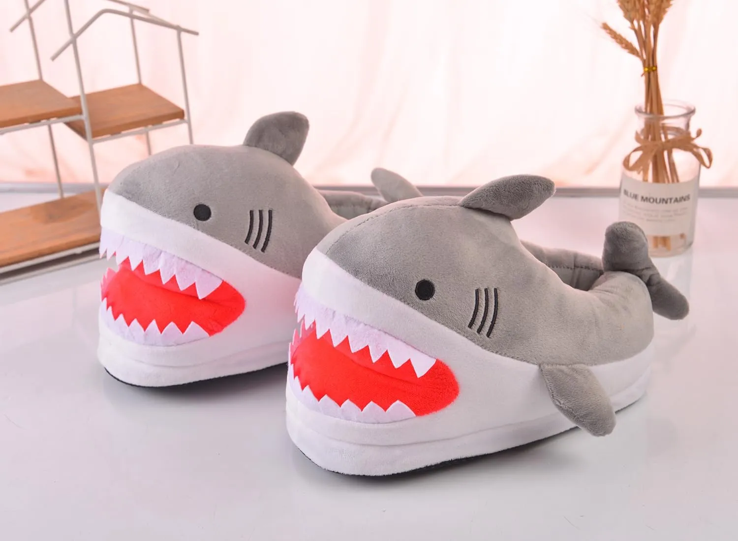 Shark Slippers, Shark Slippers for Women, Shark Shoes, Whale Slippers, Plush Indoor Home Furry Slippers with Cotton Socks