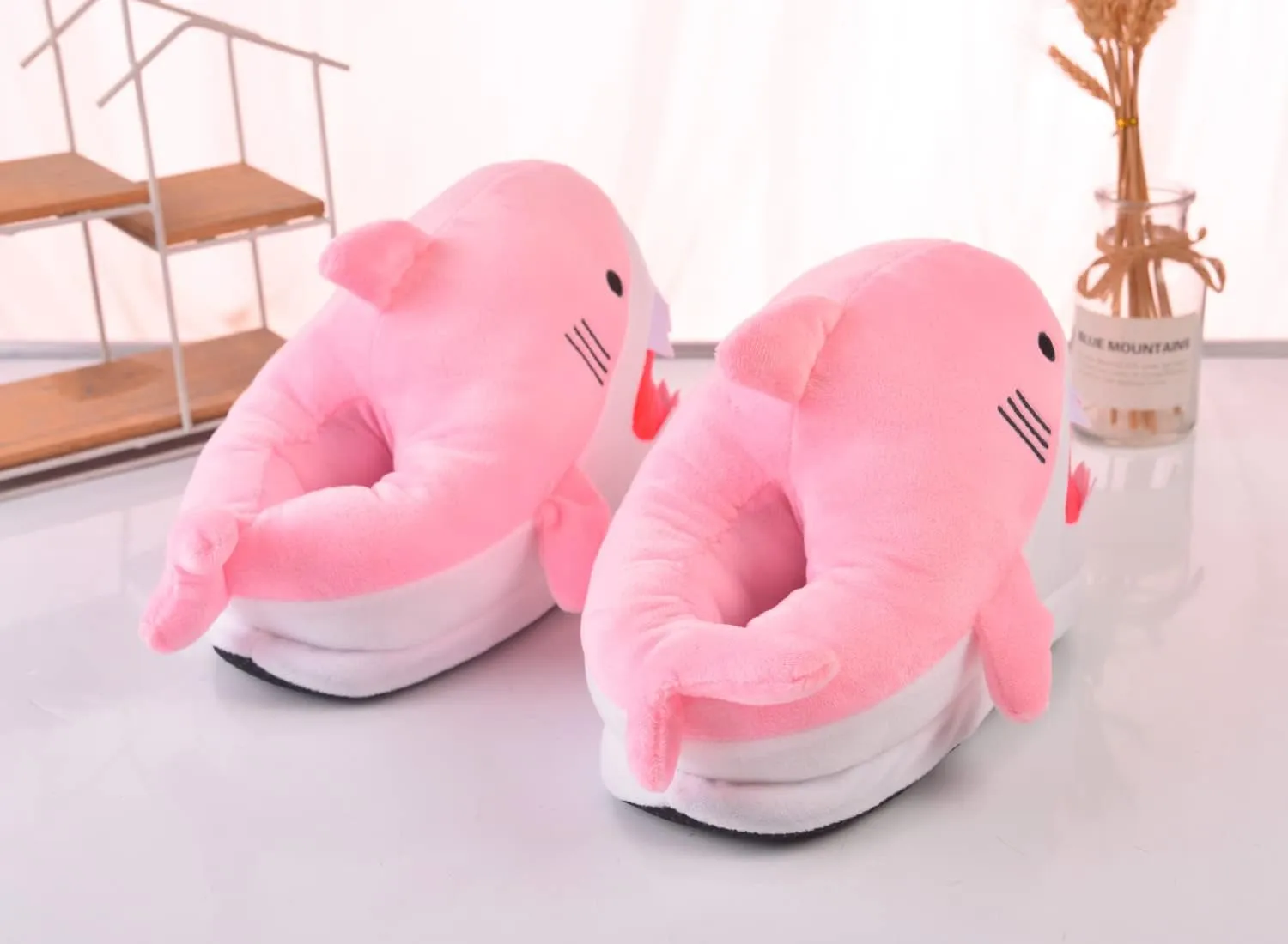 Shark Slippers, Shark Slippers for Women, Shark Shoes, Whale Slippers, Plush Indoor Home Furry Slippers with Cotton Socks
