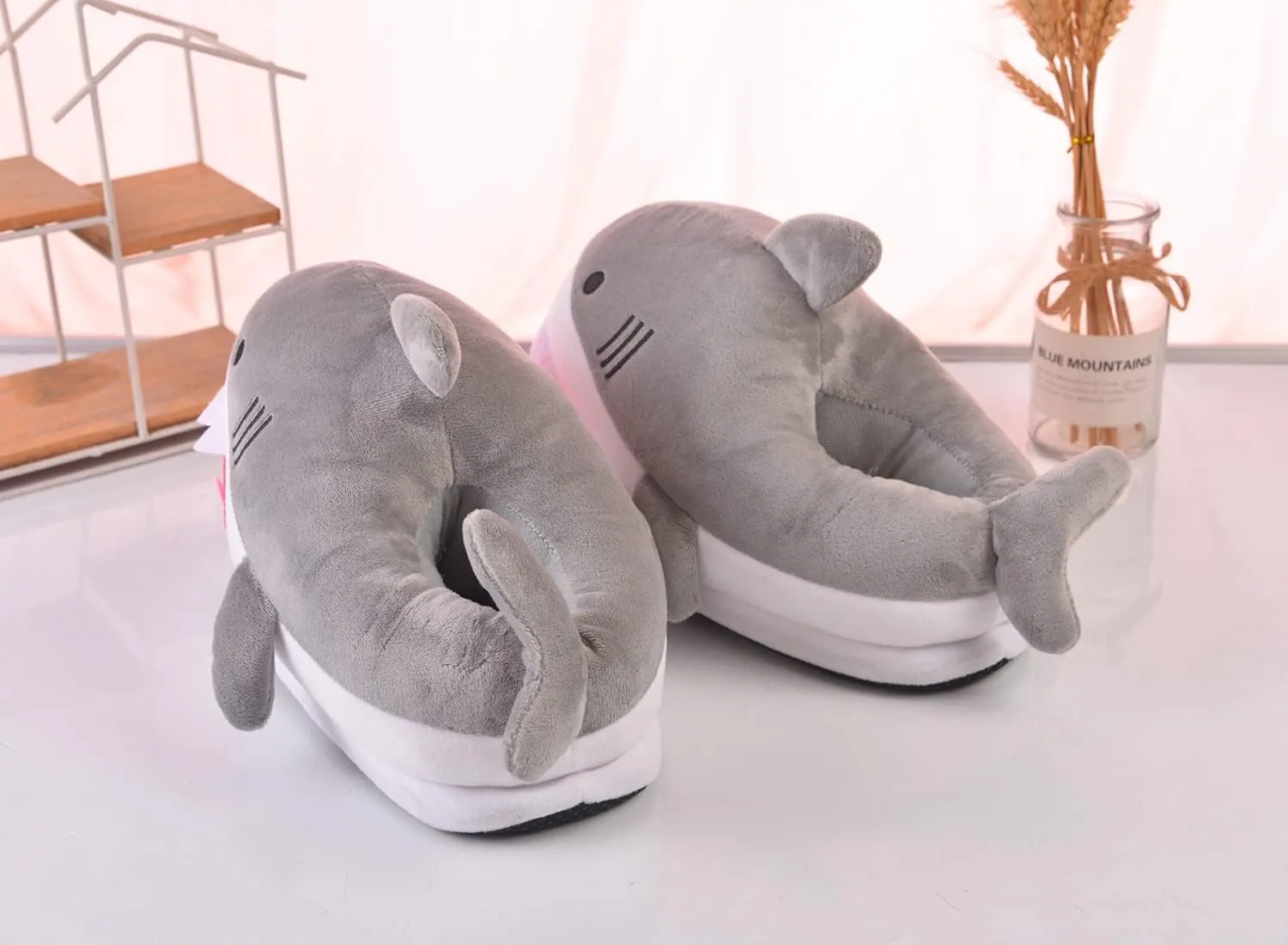 Shark Slippers, Shark Slippers for Women, Shark Shoes, Whale Slippers, Plush Indoor Home Furry Slippers with Cotton Socks