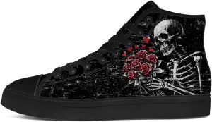 Skull Shoes for Men Women Gothic Skull High Top Canvas Sneakers Lace Up Casual Walking Shoes Gifts for Mama Papa