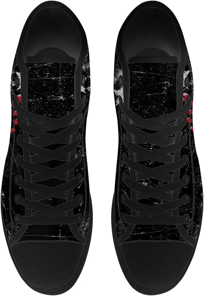 Skull Shoes for Men Women Gothic Skull High Top Canvas Sneakers Lace Up Casual Walking Shoes Gifts for Mama Papa