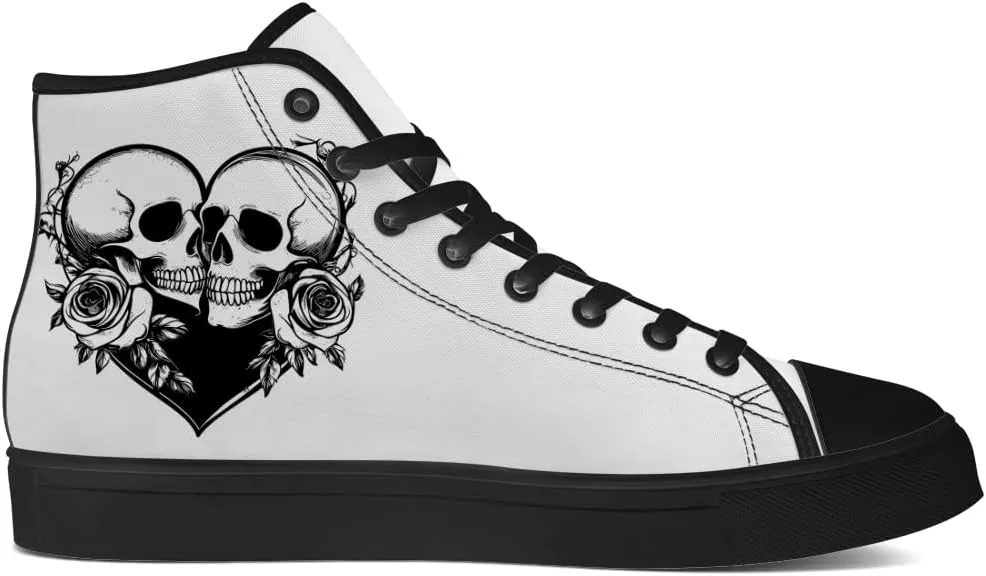 Skull Shoes for Men Women Gothic Skull High Top Canvas Sneakers Lace Up Casual Walking Shoes Gifts for Mama Papa