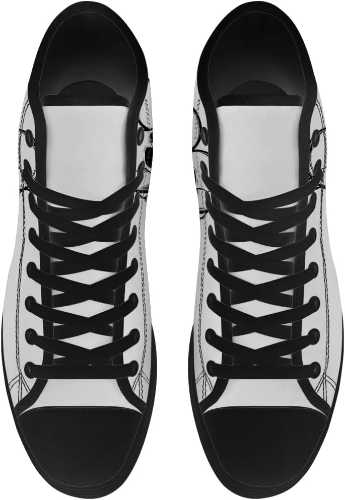 Skull Shoes for Men Women Gothic Skull High Top Canvas Sneakers Lace Up Casual Walking Shoes Gifts for Mama Papa
