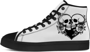 Skull Shoes for Men Women Gothic Skull High Top Canvas Sneakers Lace Up Casual Walking Shoes Gifts for Mama Papa