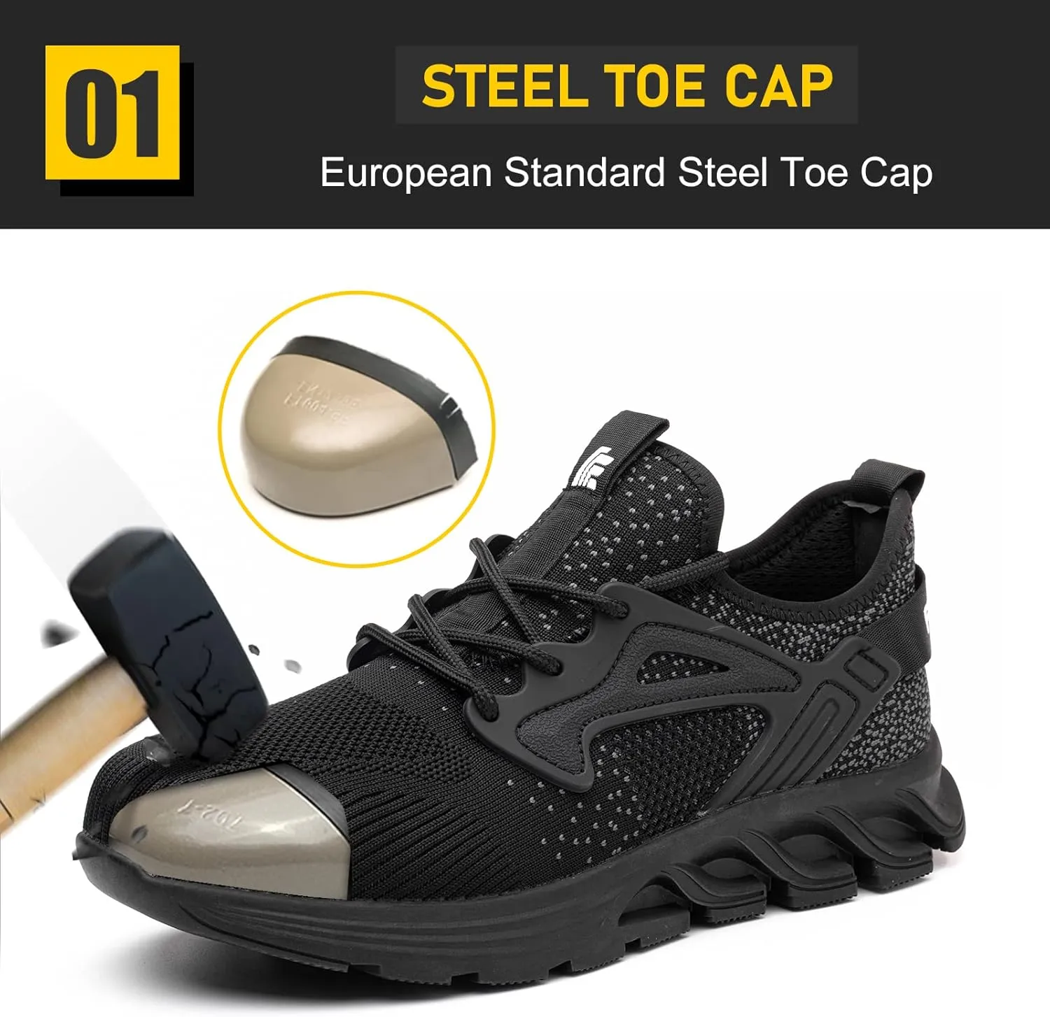 Steel Toe Shoes for Men Work Women Lightweight Air Cushion Sneakers Slip Resistant Safety Work Boots Indestructible Shoes