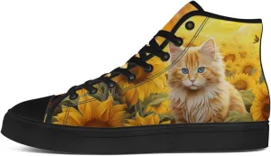 Sunflower Shoes for Men Women High Top Canvas Sneakers Lace Up Casual Walking Shoes Gifts for Dad Mom