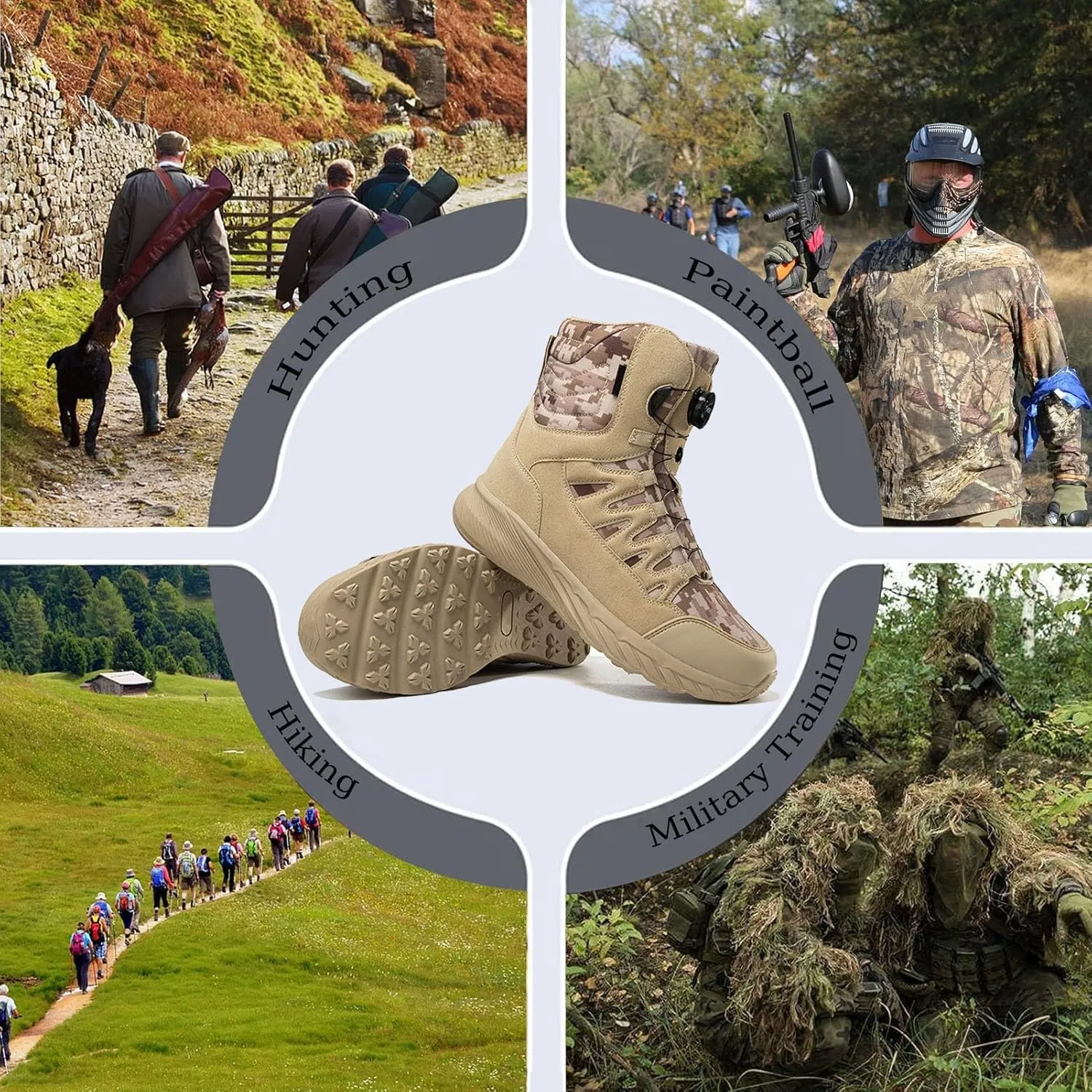 Tactical Combat Boots | Waterproof, Lightweight, Slip-Resistant Hiking Boots for Outdoor, Work, and Military