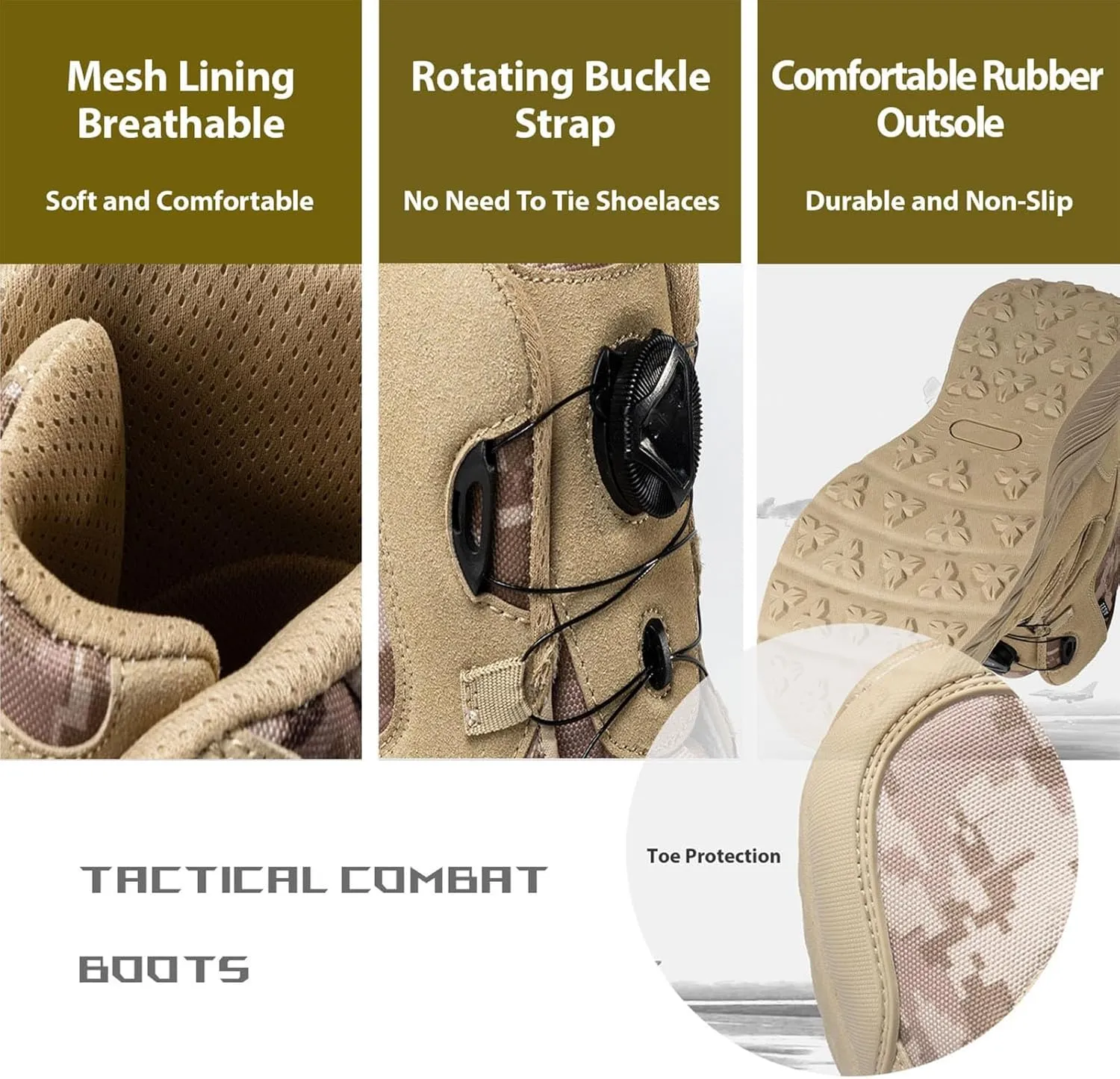 Tactical Combat Boots | Waterproof, Lightweight, Slip-Resistant Hiking Boots for Outdoor, Work, and Military