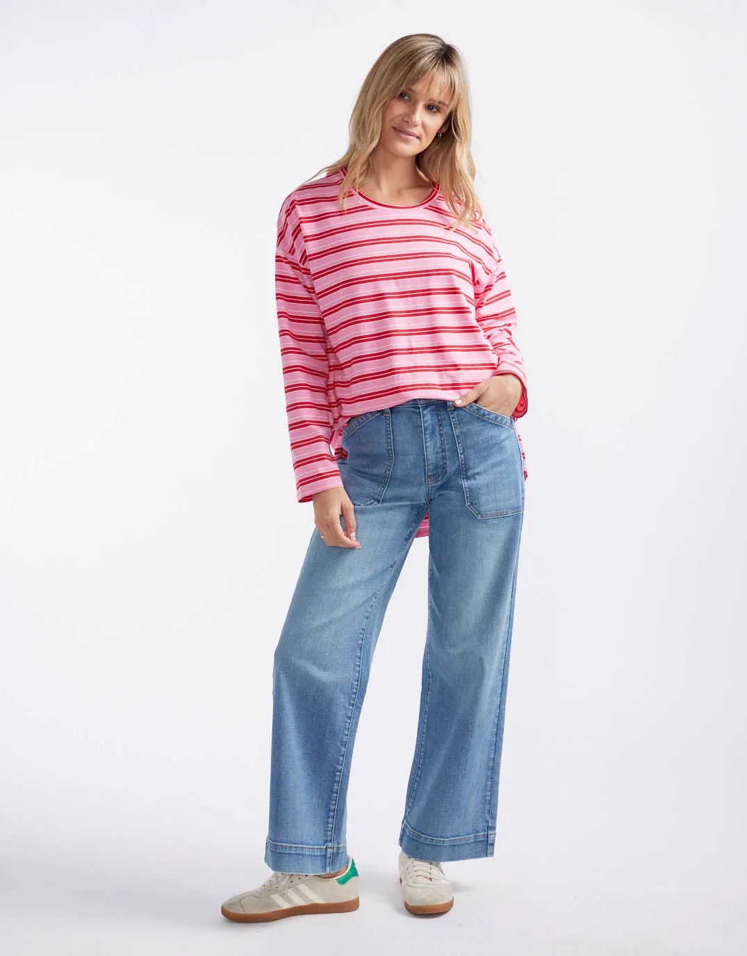 Taylor Tee - Pink/Red Stripe