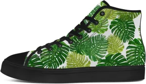Tropical Leaves Shoes Hawaii High Top Canvas Sneakers Lace Up Casual Walking Shoes Gifts for Men Women