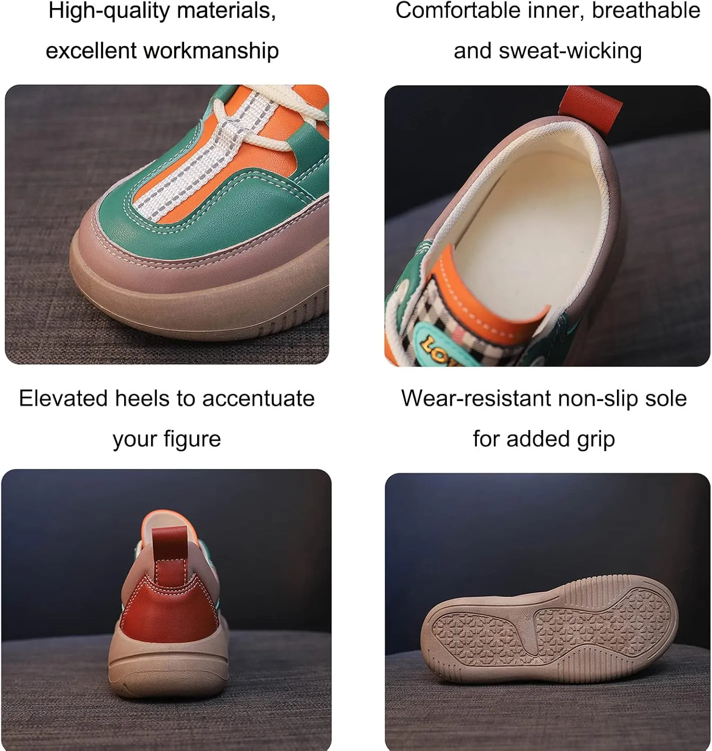 UGOSELEC Women Platform Chunky Sneakers Dad Shoes,Comfort Colorblock Non-Slip Lightweight Lace Up Walking Shoes Platform Sneakers