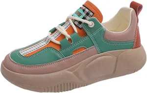 UGOSELEC Women Platform Chunky Sneakers Dad Shoes,Comfort Colorblock Non-Slip Lightweight Lace Up Walking Shoes Platform Sneakers