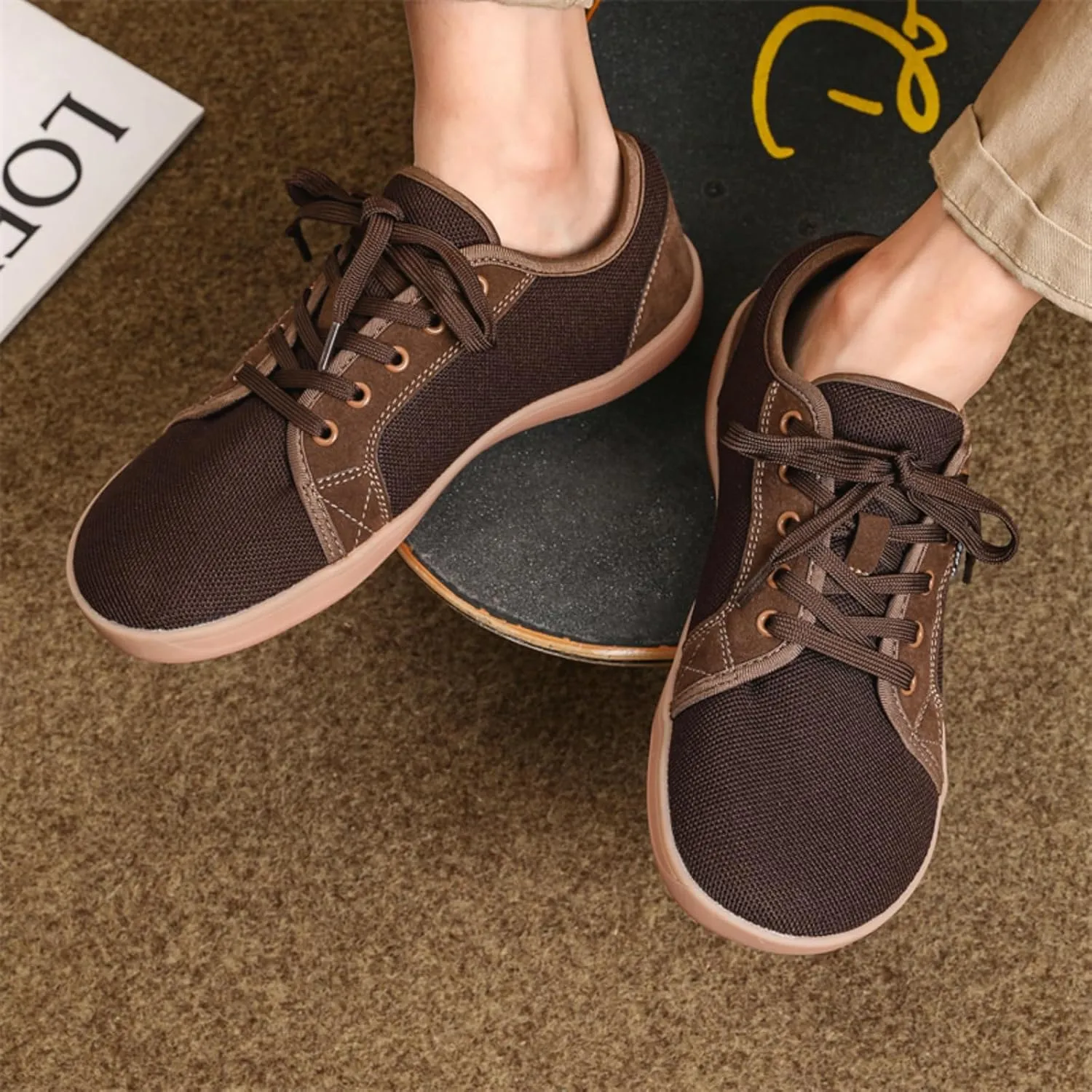 Unisex Minimalist Barefoot Mesh Running Shoes | Zero Drop Sole | Comfortable Wide Width Fashion Lace-up Sneaker Cross-Trainer Lightweight Walking Casual Shoes