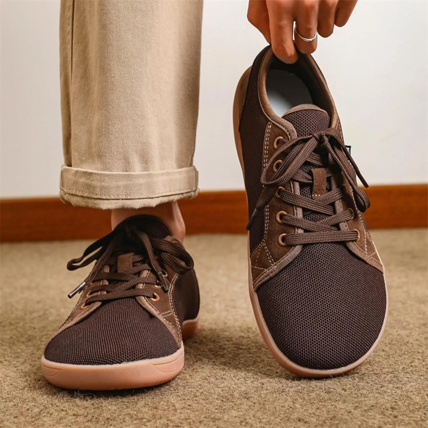 Unisex Minimalist Barefoot Mesh Running Shoes | Zero Drop Sole | Comfortable Wide Width Fashion Lace-up Sneaker Cross-Trainer Lightweight Walking Casual Shoes