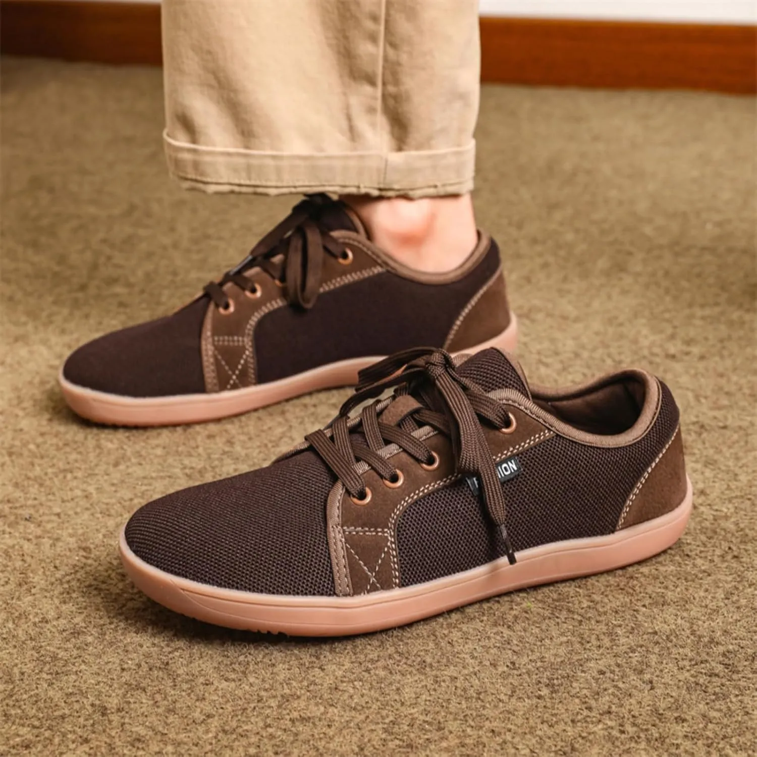 Unisex Minimalist Barefoot Mesh Running Shoes | Zero Drop Sole | Comfortable Wide Width Fashion Lace-up Sneaker Cross-Trainer Lightweight Walking Casual Shoes