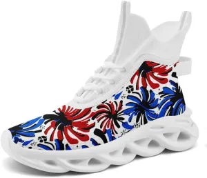 Wide Toe Mid-top Boots for Women Mesh Slip On Fashion Walking Shoes Lightweight Lace-up Workout Sneakers Anti-skid