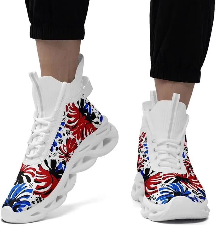 Wide Toe Mid-top Boots for Women Mesh Slip On Fashion Walking Shoes Lightweight Lace-up Workout Sneakers Anti-skid