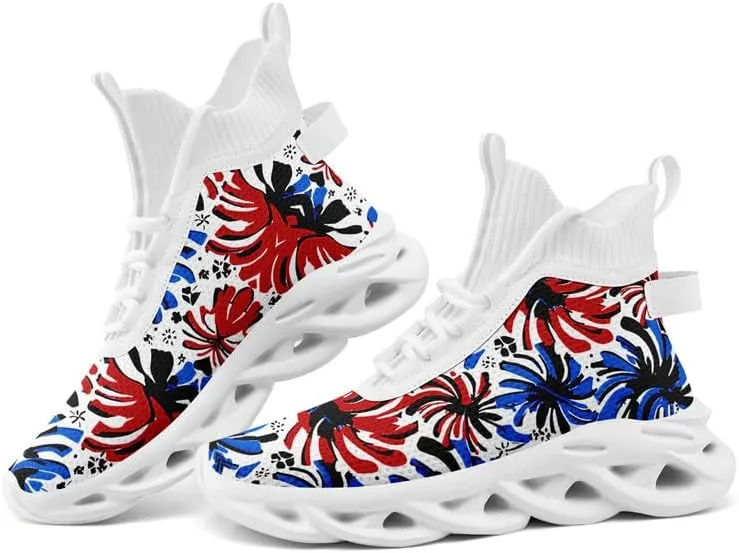 Wide Toe Mid-top Boots for Women Mesh Slip On Fashion Walking Shoes Lightweight Lace-up Workout Sneakers Anti-skid