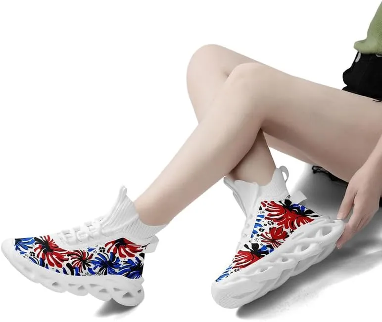Wide Toe Mid-top Boots for Women Mesh Slip On Fashion Walking Shoes Lightweight Lace-up Workout Sneakers Anti-skid