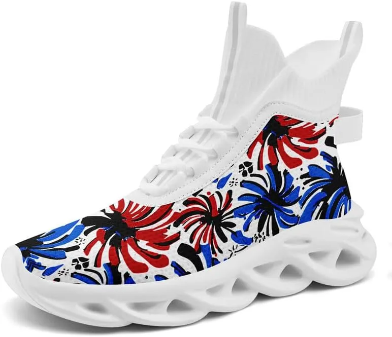 Wide Toe Mid-top Boots for Women Mesh Slip On Fashion Walking Shoes Lightweight Lace-up Workout Sneakers Anti-skid