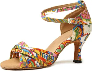 Women Latin Dance Shoes Professional Practice Performance Ballroom Salsa Colorful Dancing Shoes Model YCL255