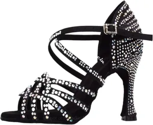 Women Salsa Dance Shoes Latin Ballroom Shoes Latin Dance Shoes Tango Party Shoes 9cm(Black Heel 10cm,11)