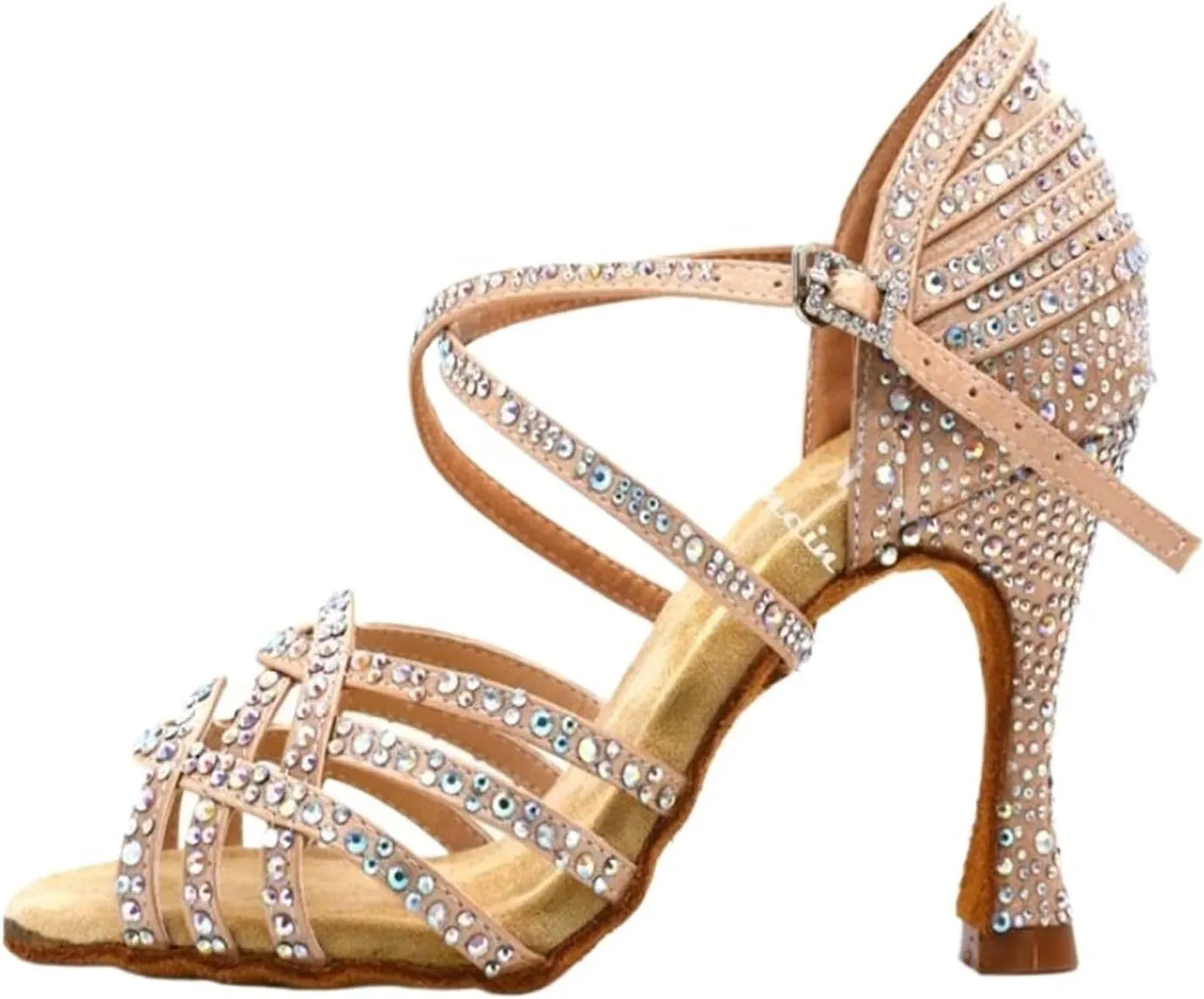 Women Salsa Dance Shoes Latin Ballroom Shoes Latin Dance Shoes Tango Party Shoes 9cm(Skin Heel 10cm,5.5)
