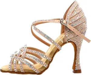 Women Salsa Dance Shoes Latin Ballroom Shoes Latin Dance Shoes Tango Party Shoes 9cm(Skin Heel 8.5cm,5.5)