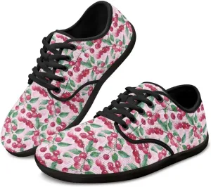 Womens Barefoot Shoes Lace Up Wide Toe Jogging Casual Sneakers Fruit Print