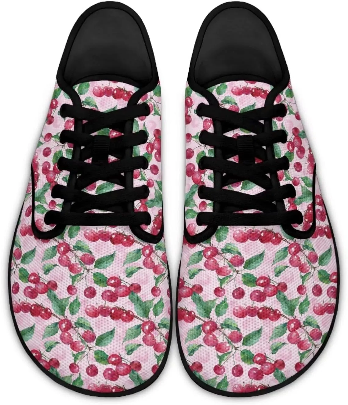 Womens Barefoot Shoes Lace Up Wide Toe Jogging Casual Sneakers Fruit Print