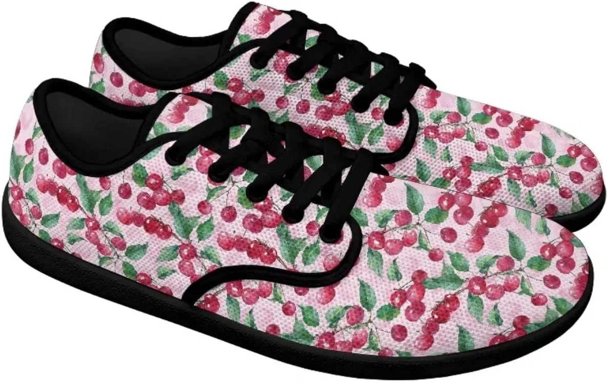 Womens Barefoot Shoes Lace Up Wide Toe Jogging Casual Sneakers Fruit Print