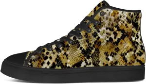 Women's Men's Snake Shoes Snake Print High Top Canvas Sneakers Lace Up Casual Walking Shoes Gifts for Men Women