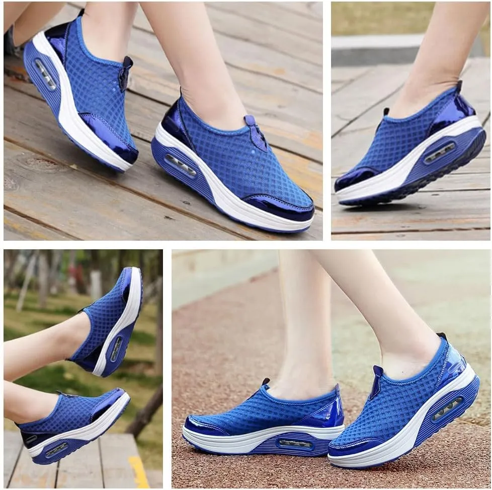Women,s Orthopedic Slip-On Air Cushion Walking Shoes,Comfortable Arch Support, Non-Slip Sole, Casual Wedge Platform Shoes for Walking & Running
