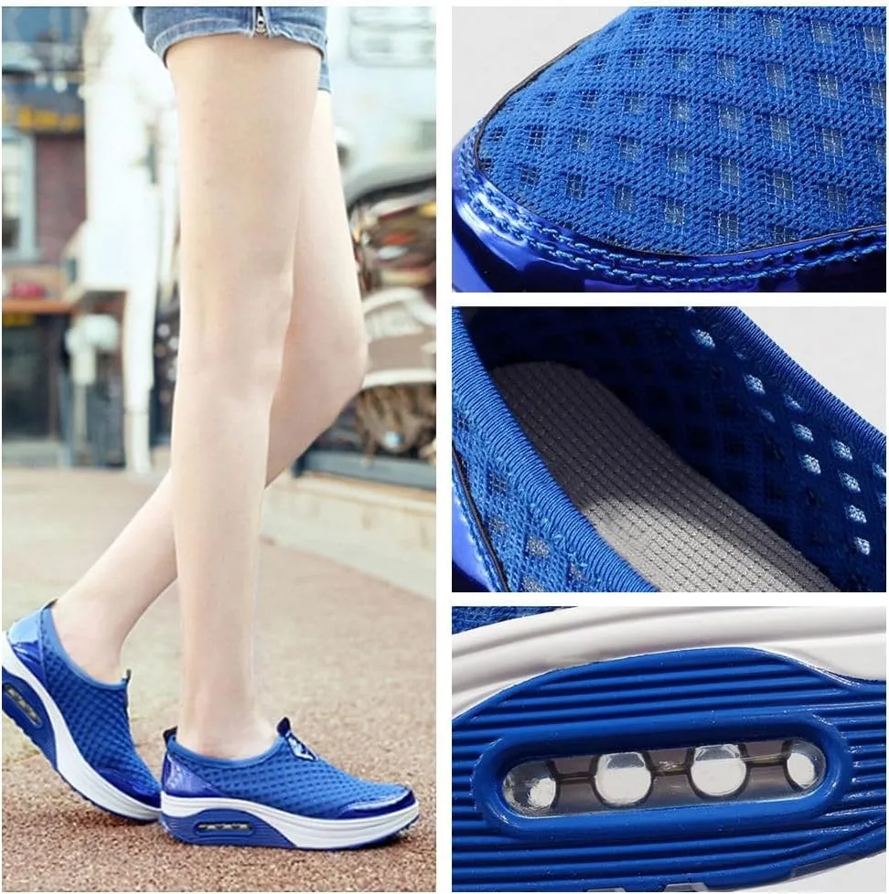 Women,s Orthopedic Slip-On Air Cushion Walking Shoes,Comfortable Arch Support, Non-Slip Sole, Casual Wedge Platform Shoes for Walking & Running