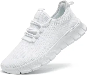 Womens Running Shoes Athletic Sport Workout Gym Shoe Walking Tennis Shoes Non Slip Casual Fashion Sneakers White Size 10